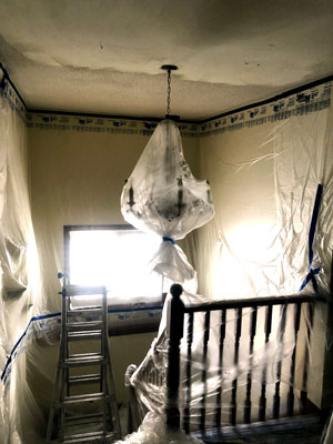 popcorn ceiling removal-before