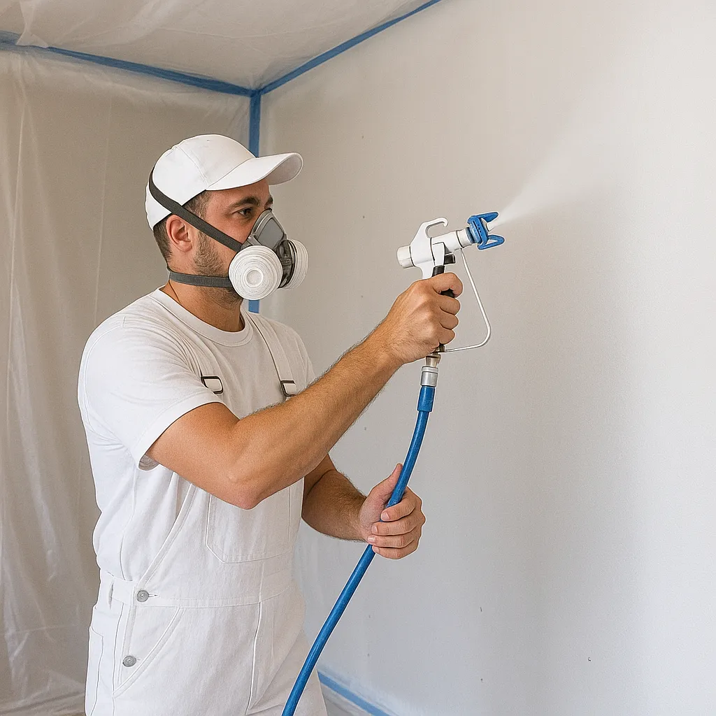 Interior wall painting with clean ceiling and trim lines