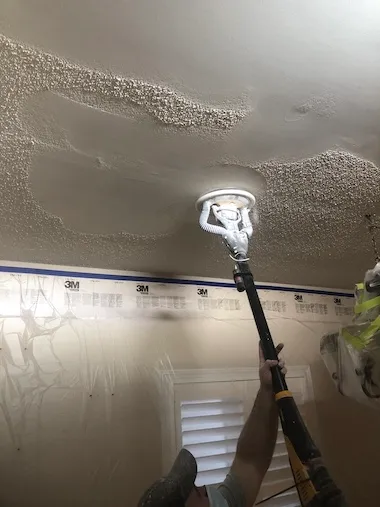 Popcorn ceiling removal project 3 - before and after transformation