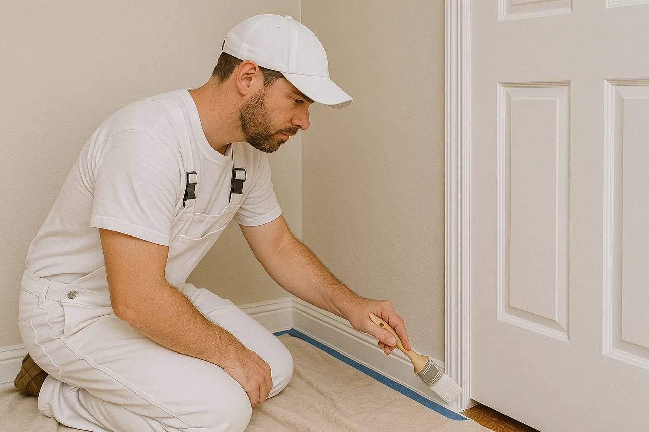 Residential interior painting finish on walls and architectural trim