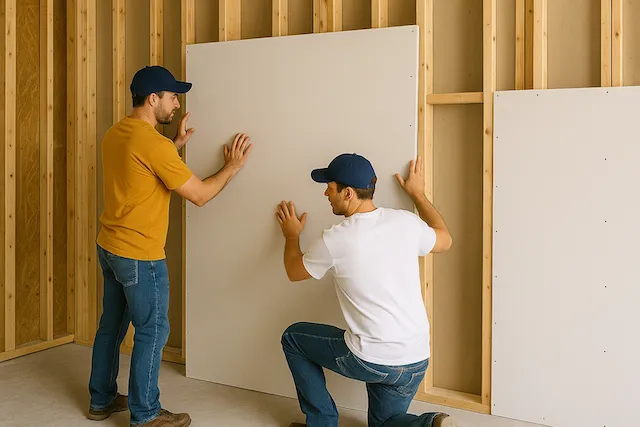Commercial drywall installation in Mississauga during fit-out framing stage