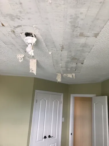 Popcorn ceiling removal project 5 - before and after transformation