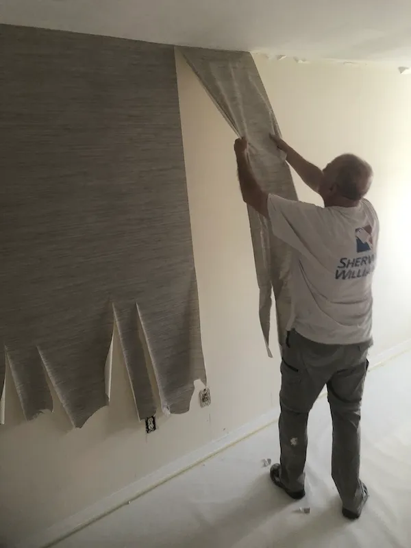 Wallpaper removal project 6 — adhesive wash and skim-coat