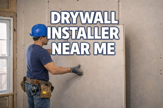 Drywall contractor finishing newly installed walls in an Ontario home