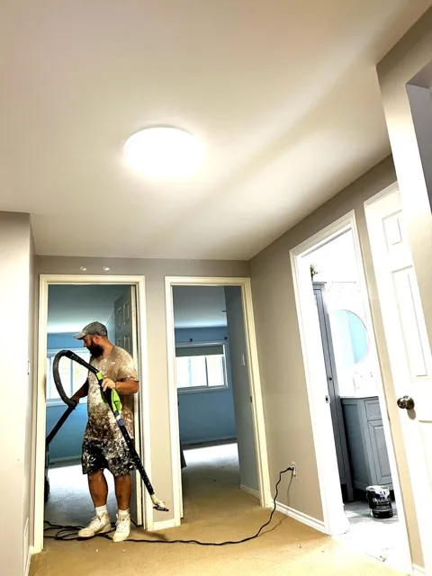 Popcorn removal — Oakville (Glen Abbey) — smooth, bright ceiling