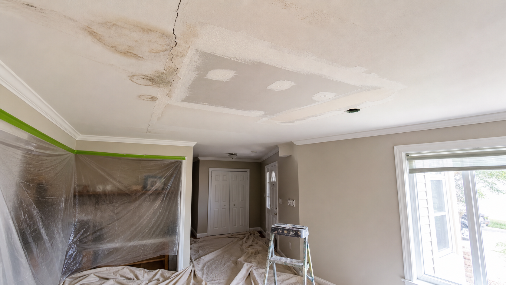 Ceiling Drywall Repair in Grimsby After Leaks, Cracks and Water Damage