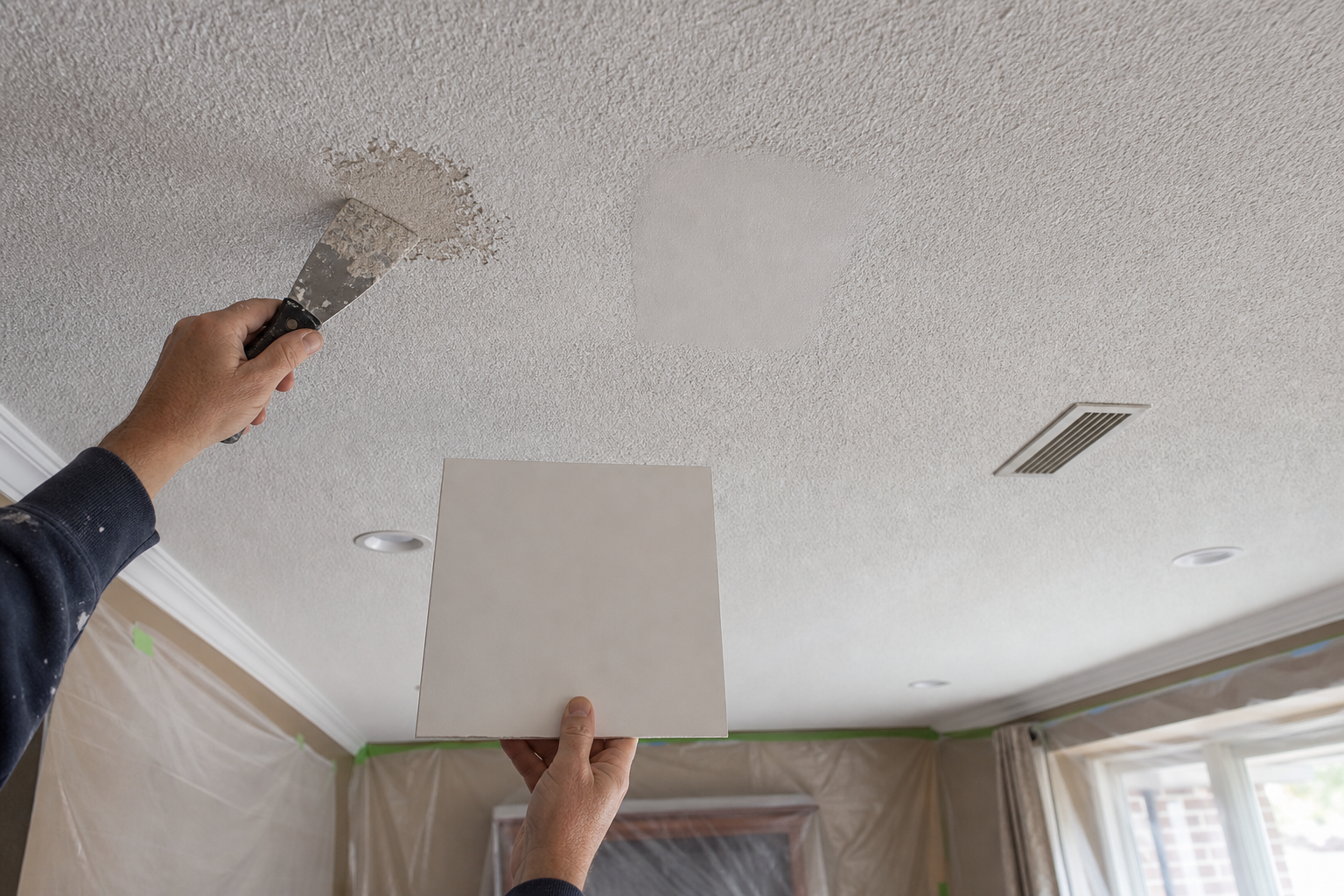 Painted Popcorn Ceiling: Should It Be Scraped, Skim Coated or Covered With Drywall?