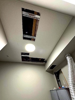 Drywall crack repair and tape reinforcement ready for painting