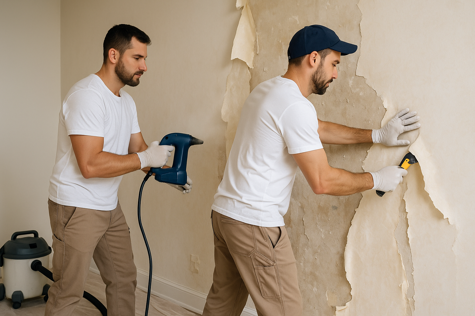 Wallpaper removal project 3 — adhesive wash and skim-coat