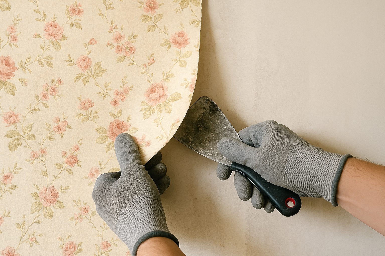 Wallpaper removal project 5 — adhesive wash and skim-coat